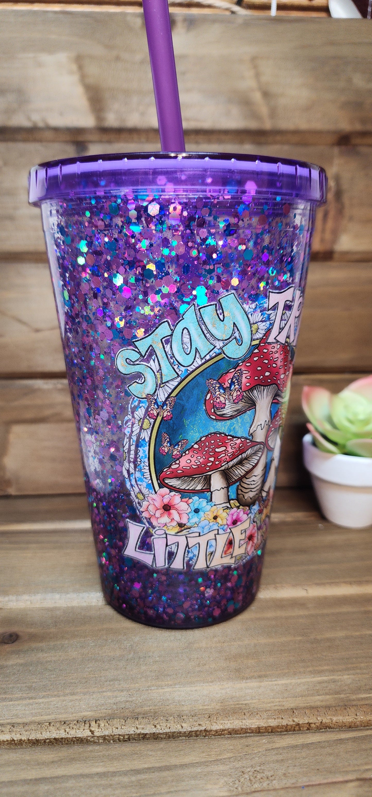 Stay Trippy Little Hippy Suspended Snow Globe 16oz Tumbler