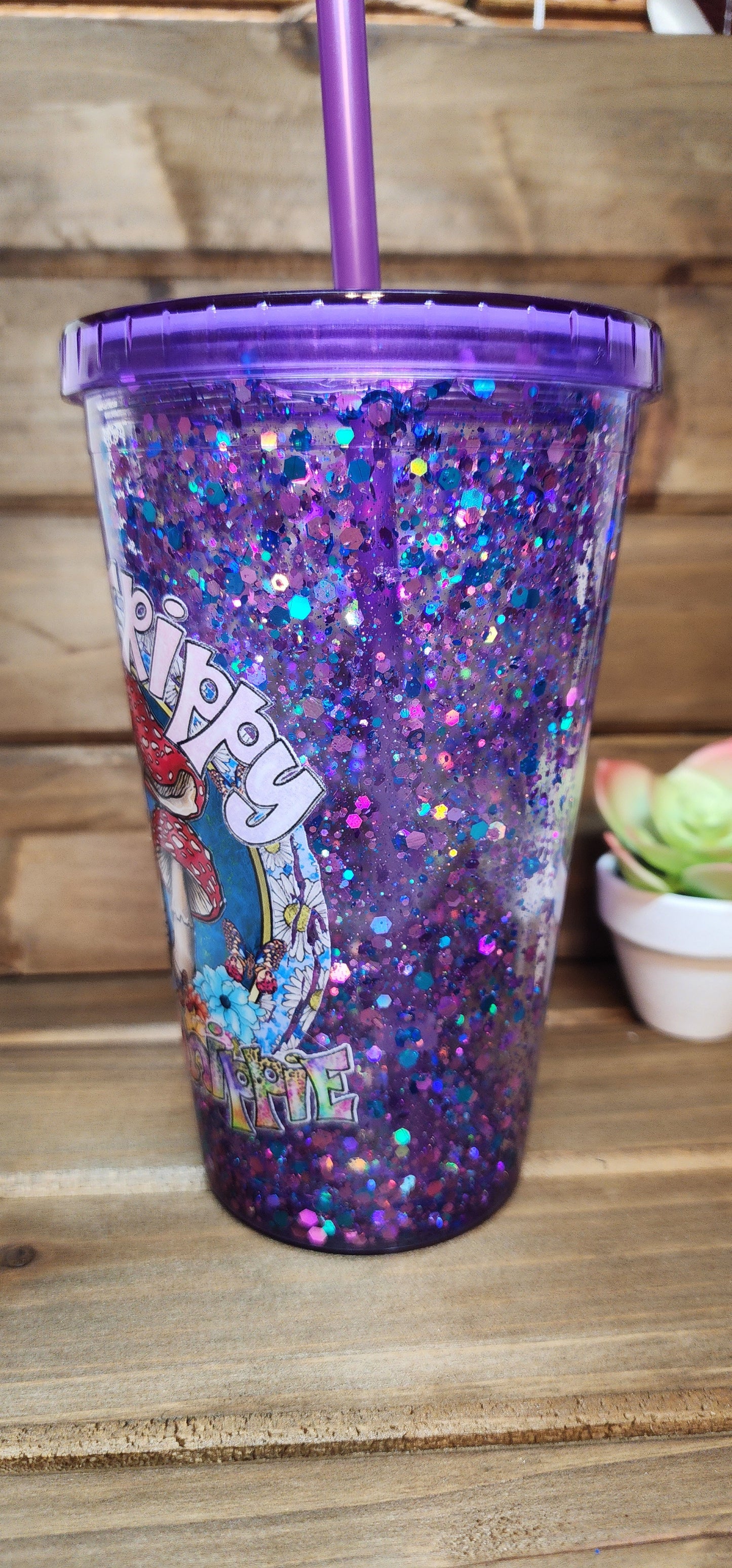 Stay Trippy Little Hippy Suspended Snow Globe 16oz Tumbler