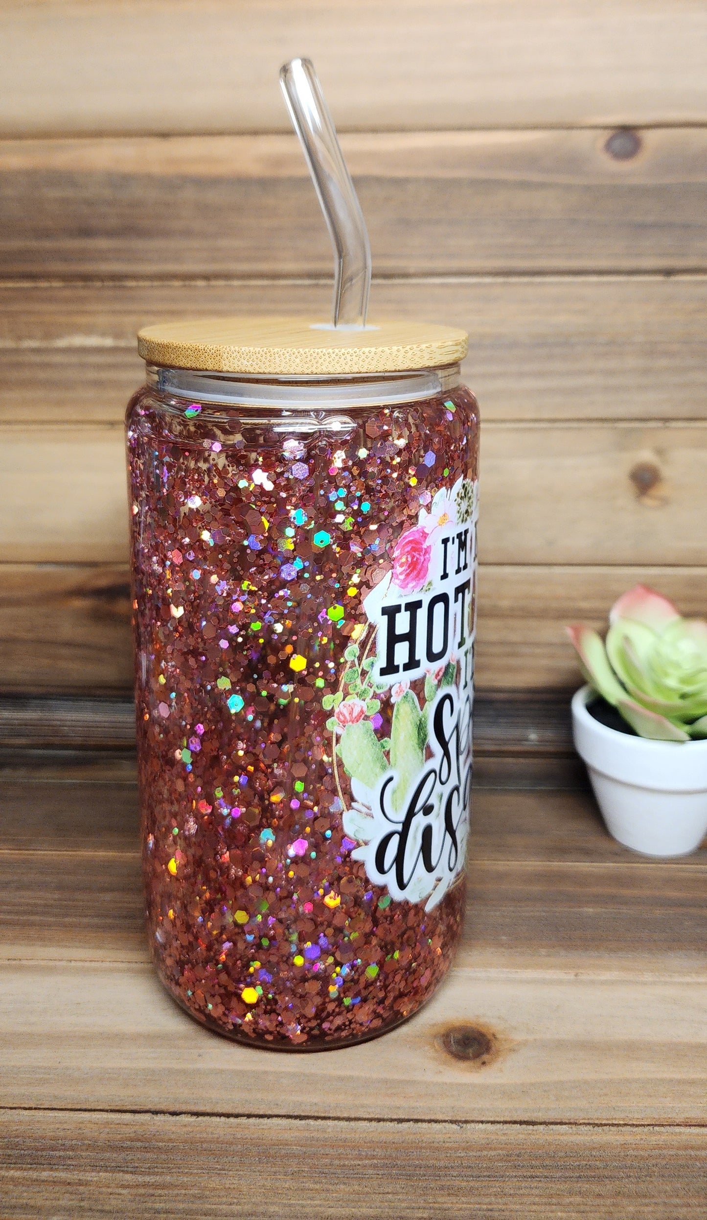 I'm Not a Hot Mess, I'm a Spicy Disaster Suspended Snow Globe 12oz Can Cup