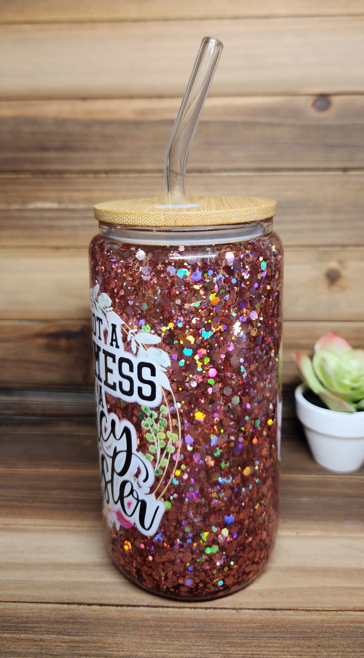 I'm Not a Hot Mess, I'm a Spicy Disaster Suspended Snow Globe 12oz Can Cup