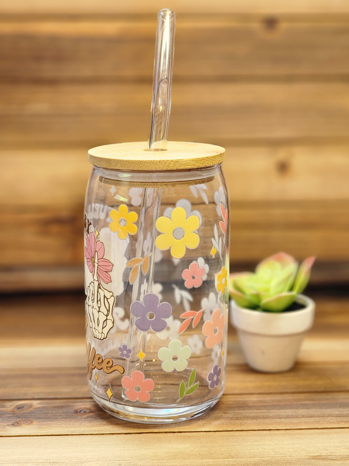 Fueled by Iced Coffee and Anxiety 16oz Glass Can Cup