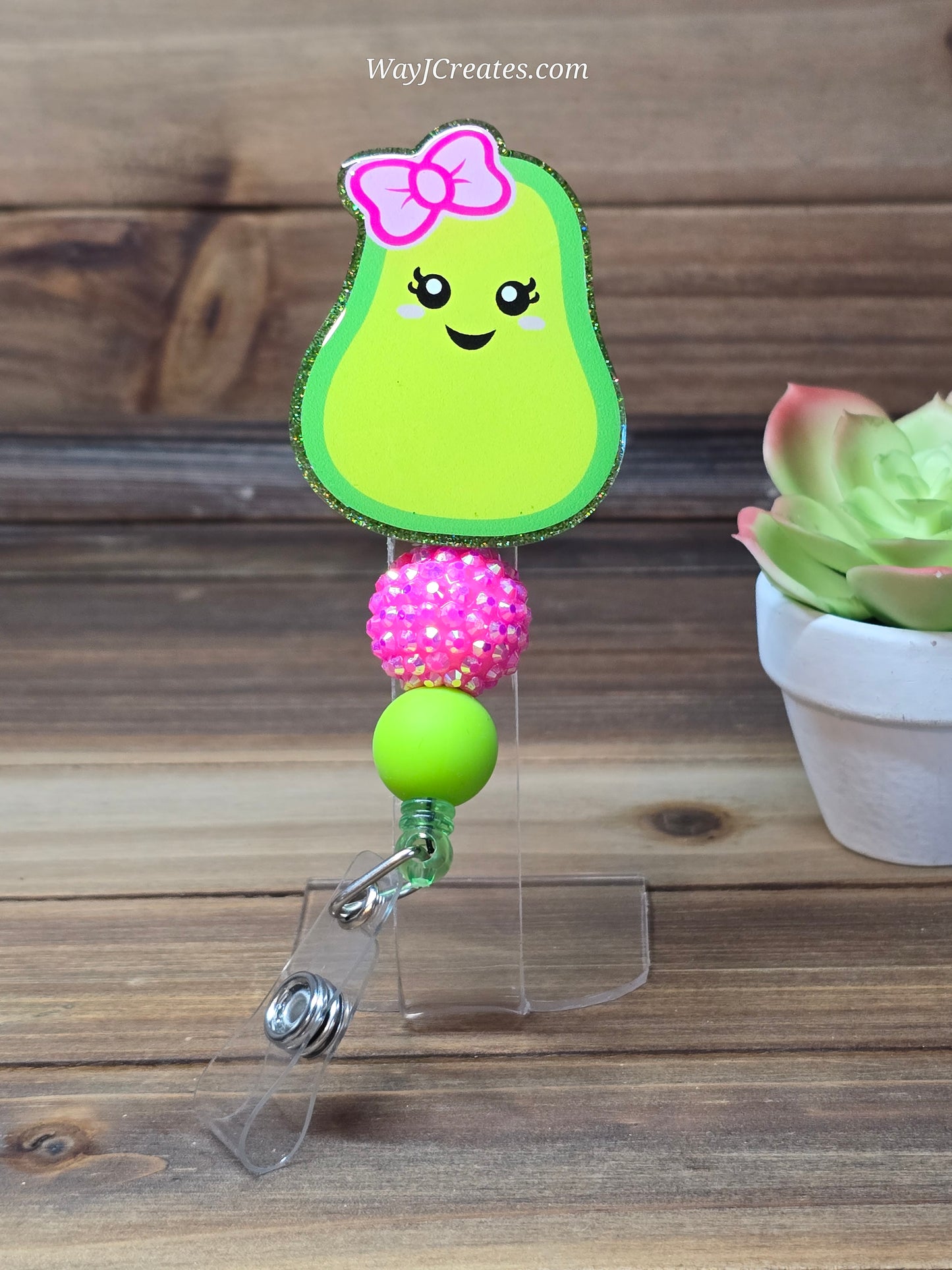 Cute Avocado Retractable Badge Reel