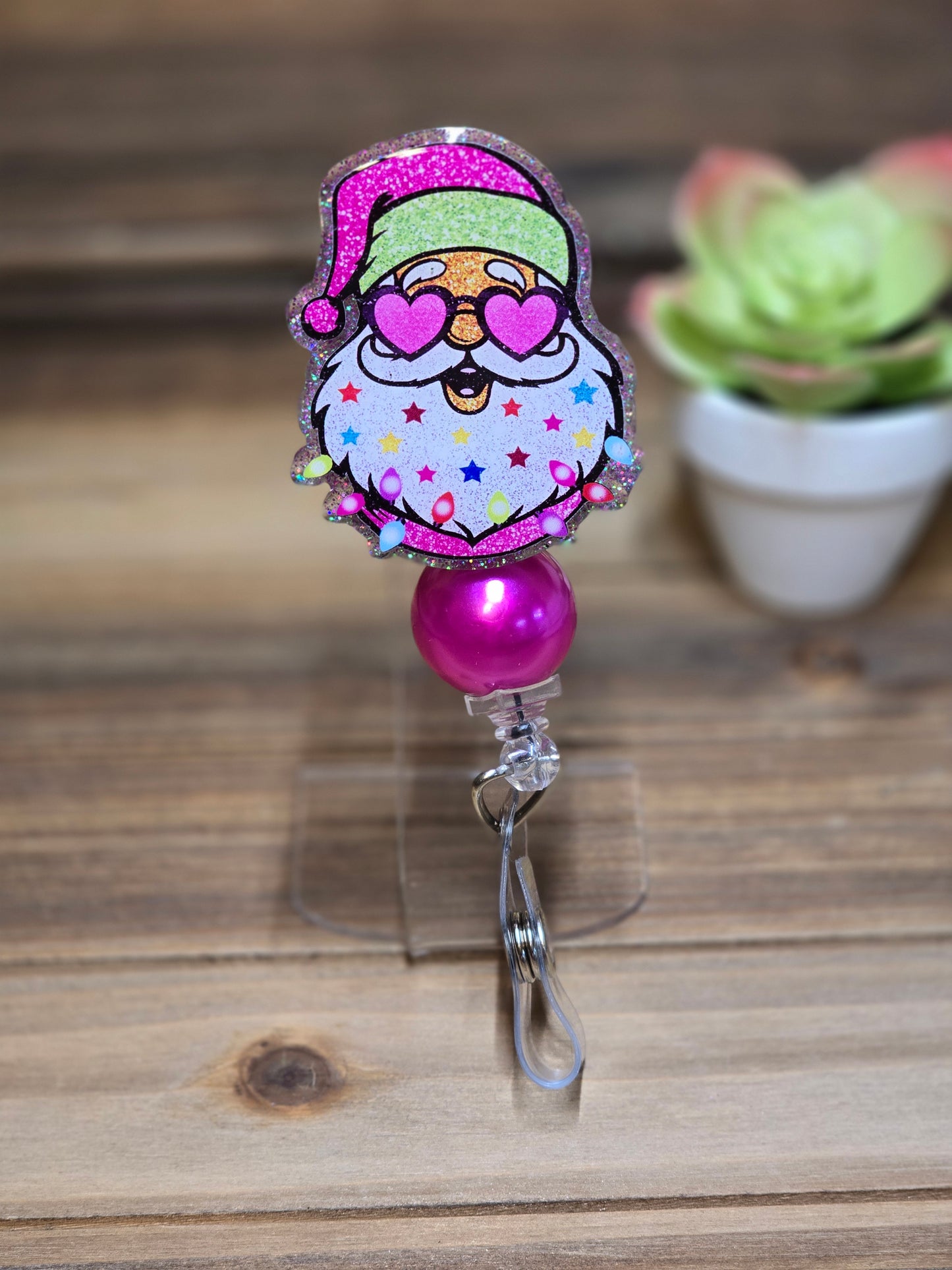 Glitter Santa Badge Reel