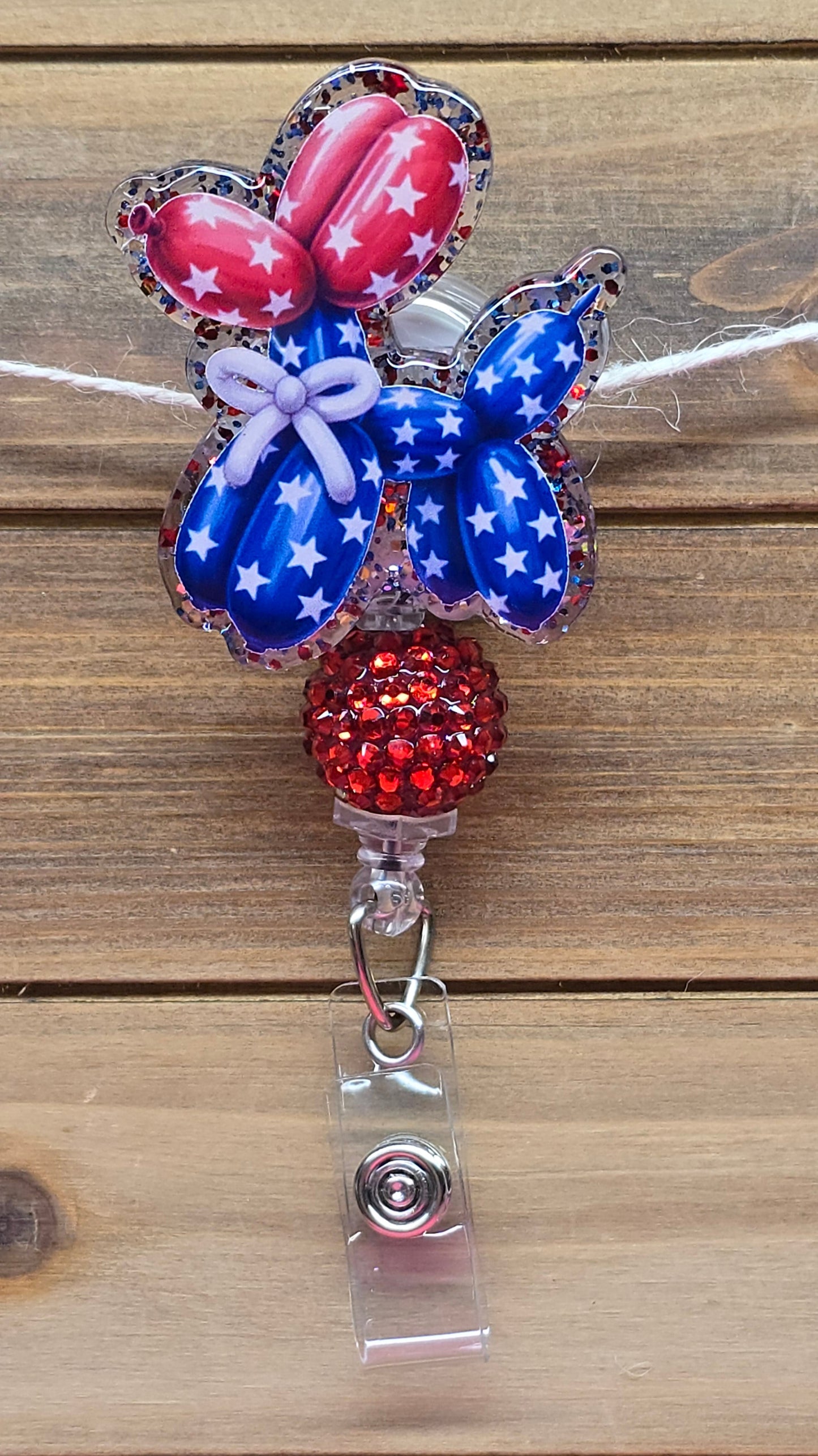 Fourth of July Balloon Dog Badge Reel