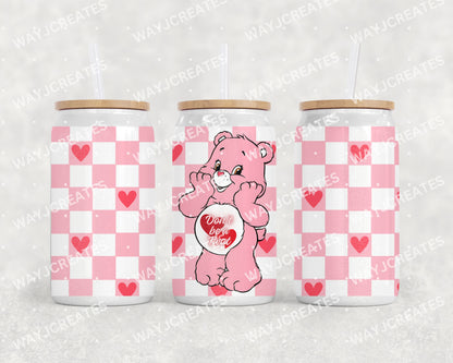 Swear Bears 16oz Glass Can Cups - Iridescent White- Standard Designs