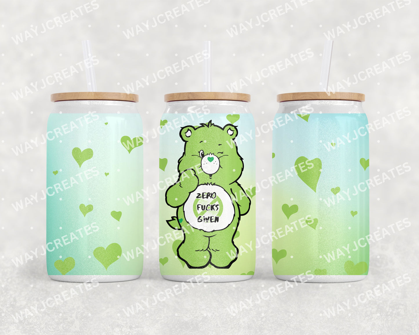 Swear Bears 16oz Glass Can Cups - Iridescent White- Standard Designs