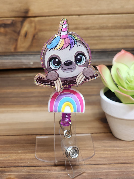 Unicorn Sloth Retractable Badge Reel