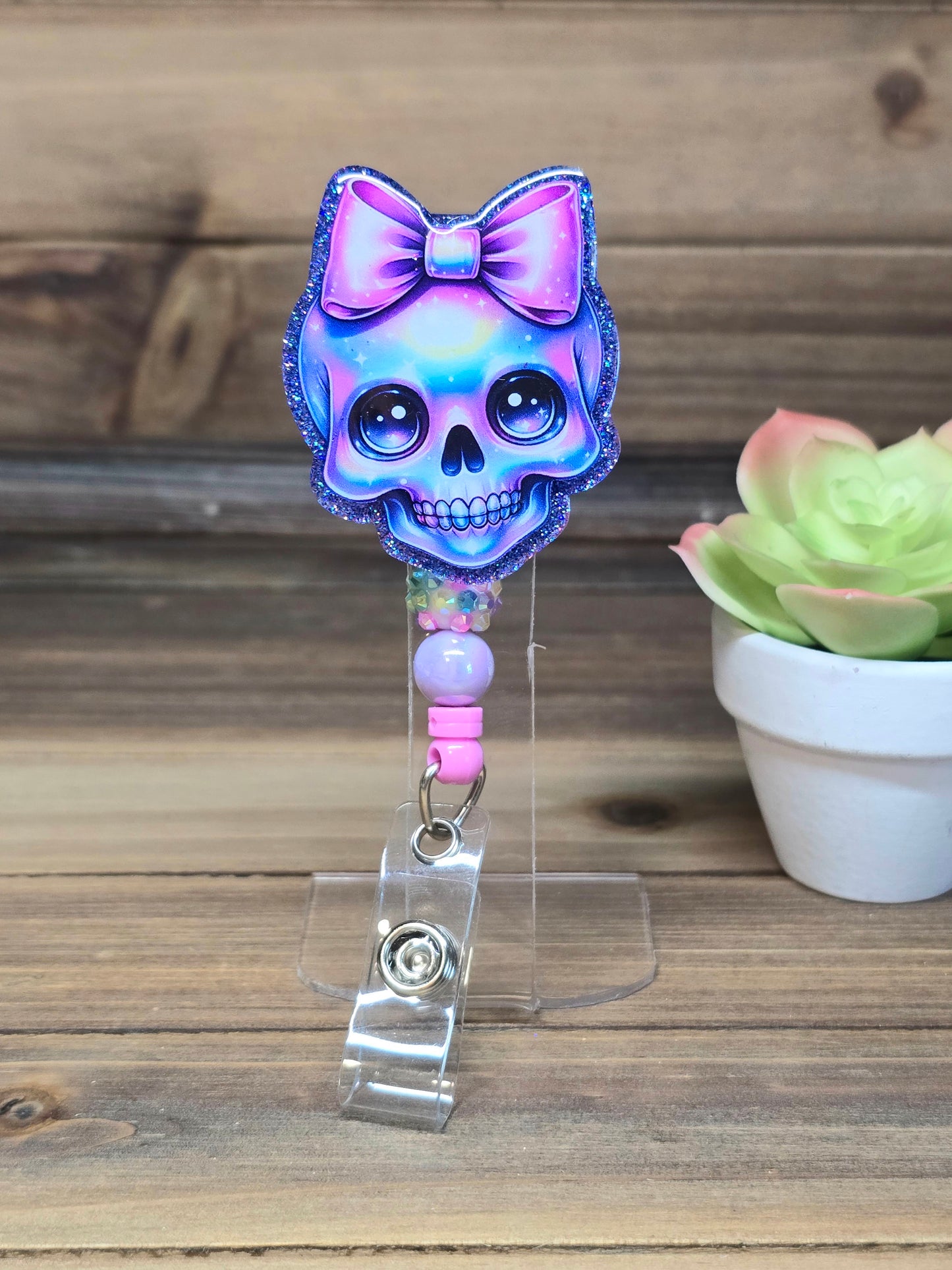 Purple Skull Retractable Badge Reel