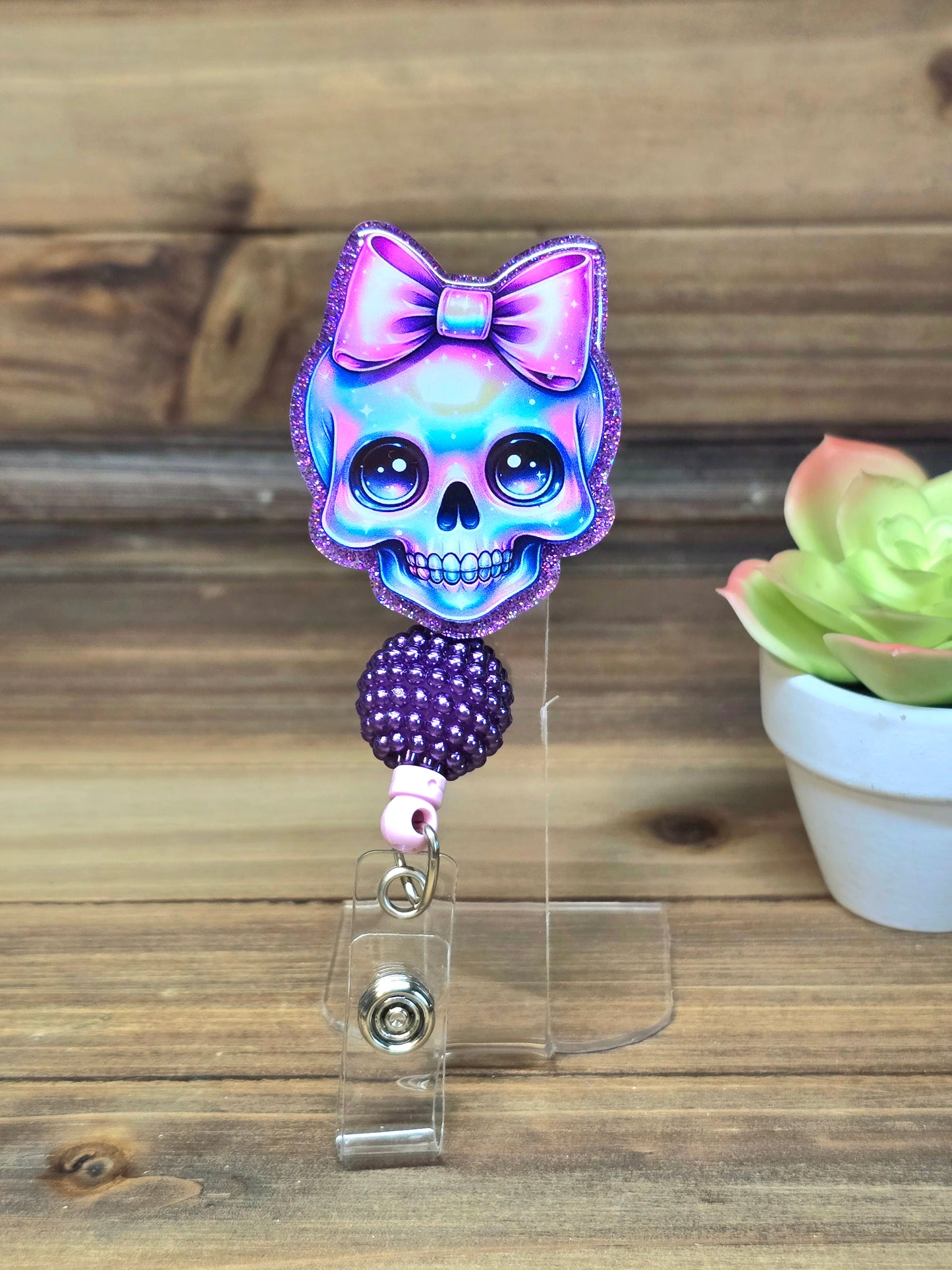 Purple Skull Retractable Badge Reel