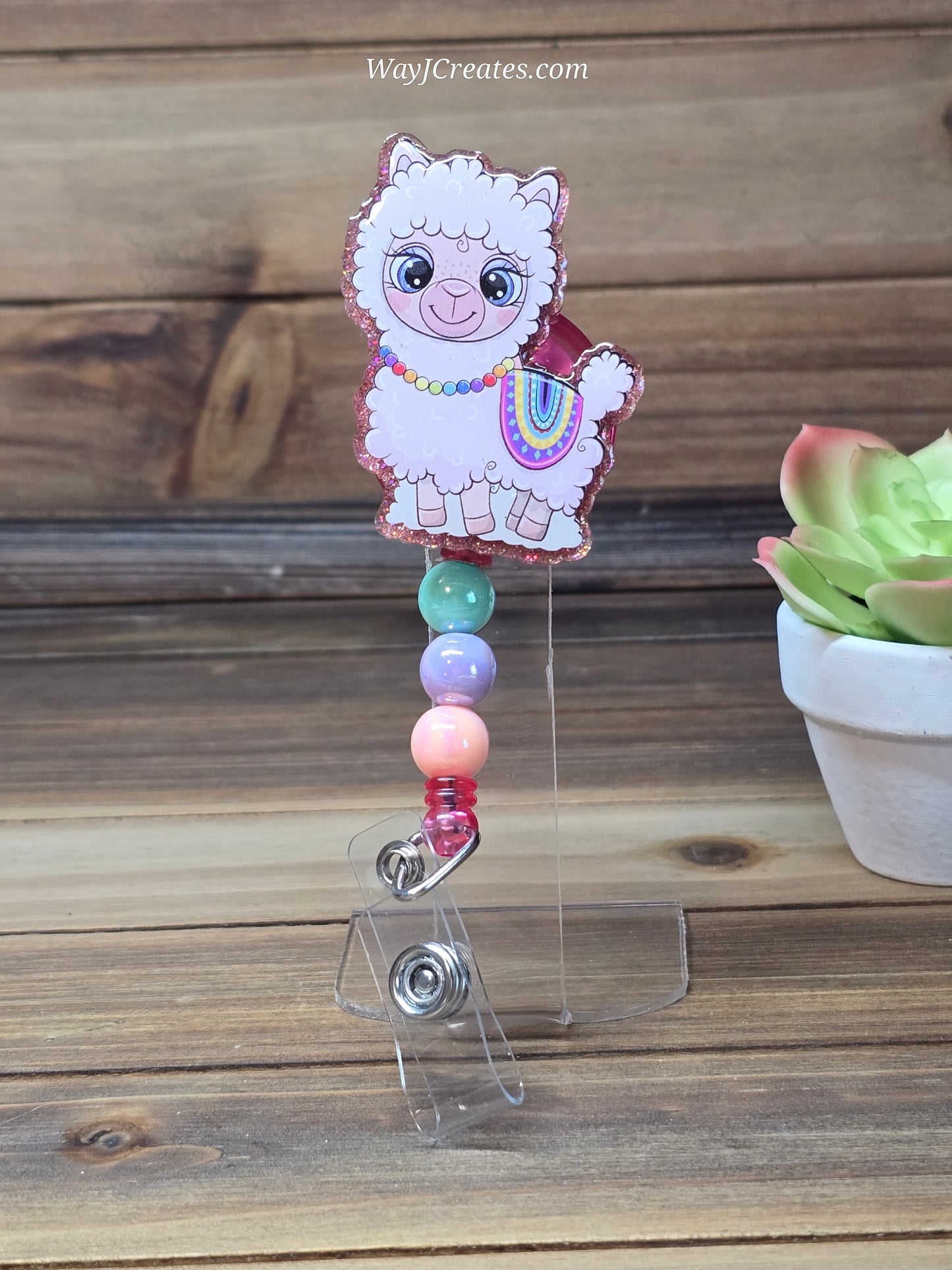 Cute Llama Retractable Badge Reel