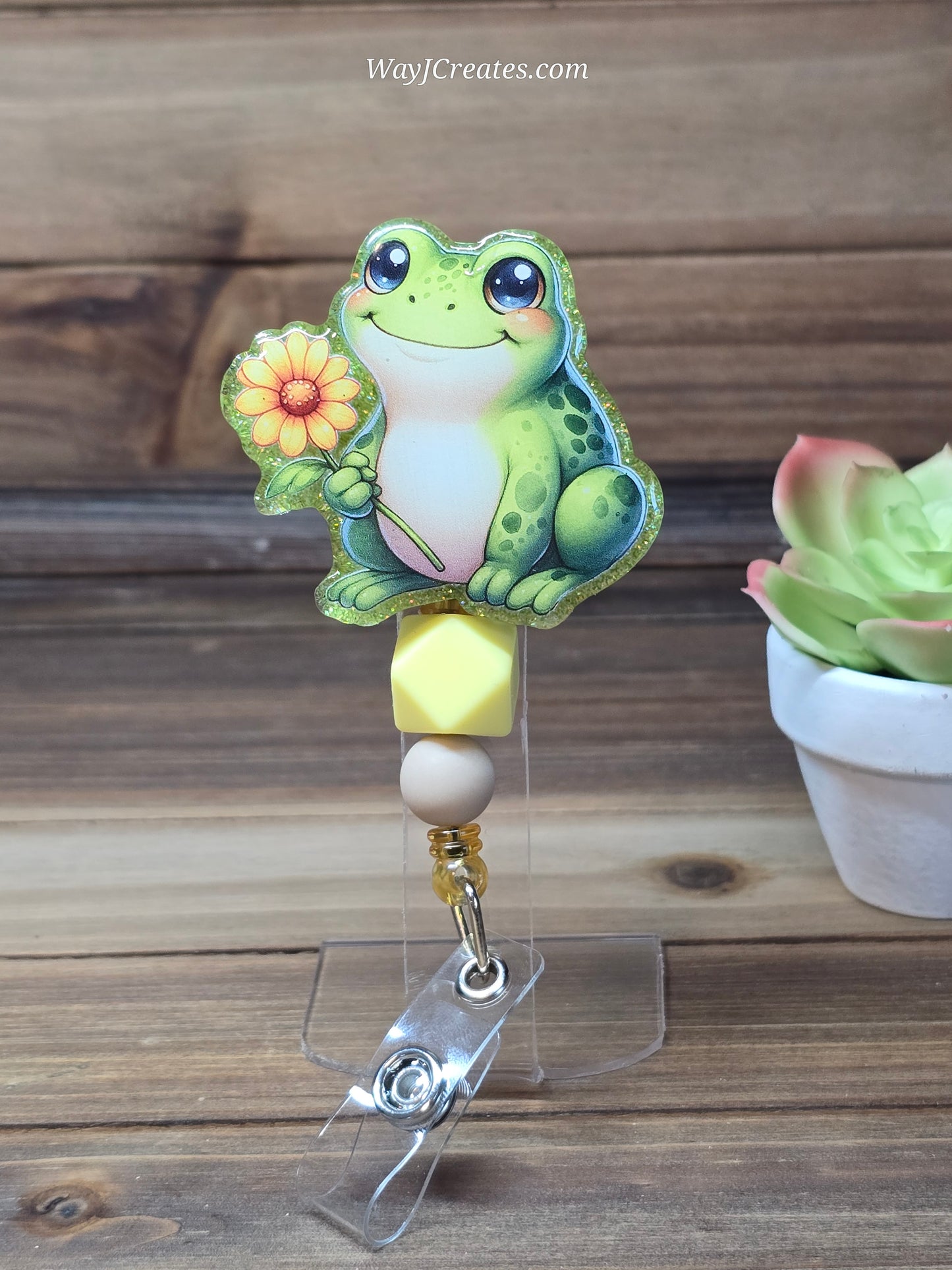 Frog with Sunflower Retractable Badge Reel -Multiple Options