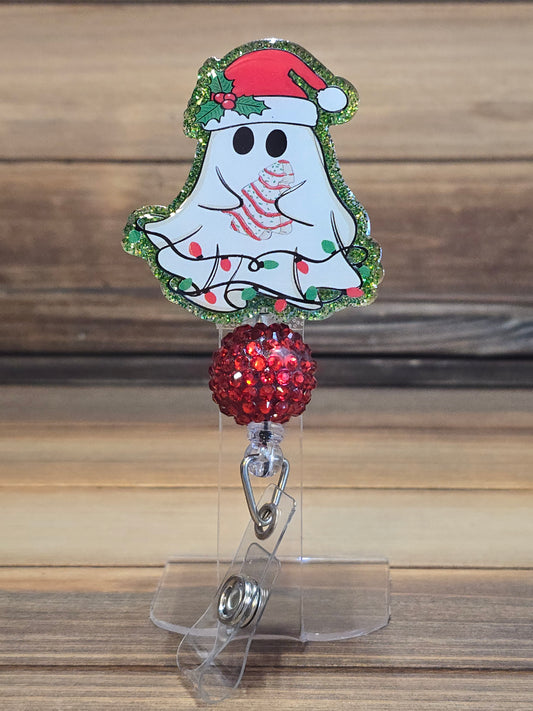 Christmas Tree Cake Ghost Badge Reel