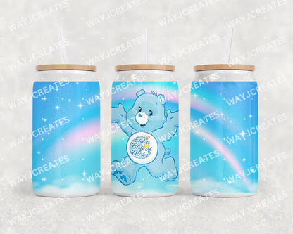 Swear Bears 16oz Glass Can Cups - Iridescent White- Standard Designs